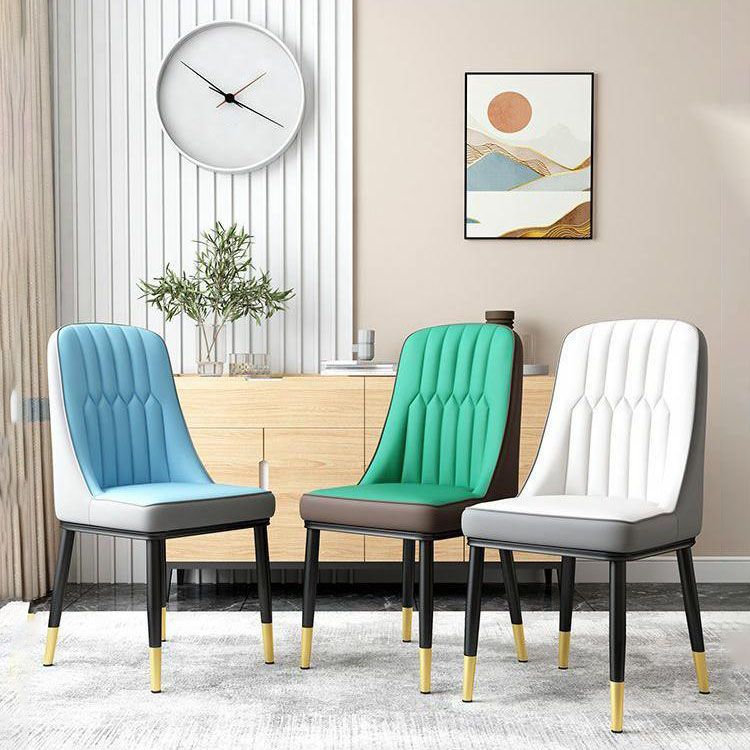 Sillas de comedor nórdicas Silla Parsons lateral sin brazos de metal para cocina