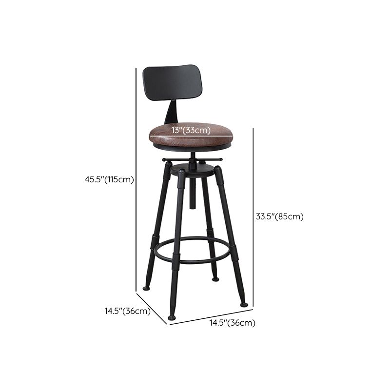 Industrial Armless Elevatable Counter Stool Iron Bar Stool with Pedal for Cafe