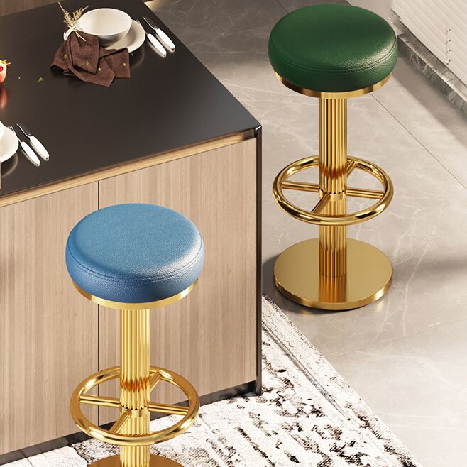 Glam Gold Legs Bar Stools Living Room Upholstered Swivel Stool