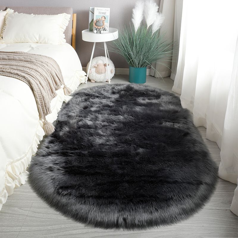 Polyester a tappeto solido ovale moderno tappeto interno moderno tappeto non slip per la camera da letto per adulti