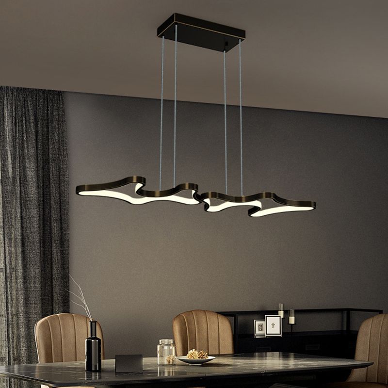 1 leichte moderne Metallleuchterlampe Linear LED Island Anhänger für Esszimmer