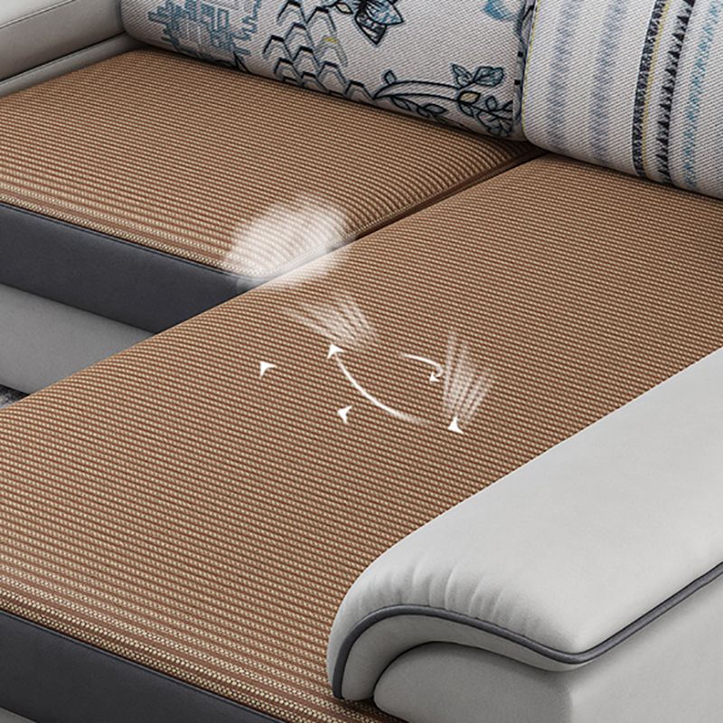 Gray Faux Leather Sectional L-shape Pillow Top Arm Sectional