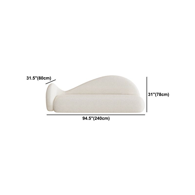 31.49" Wide Wool Curved Sofa White Contemporary Tuxedo Arm Sofa