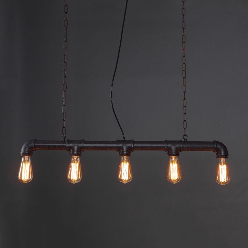 Linear Shape Pendant Light Kit Industrial Style Metal 5/10 Lights Pendant Light in Rust