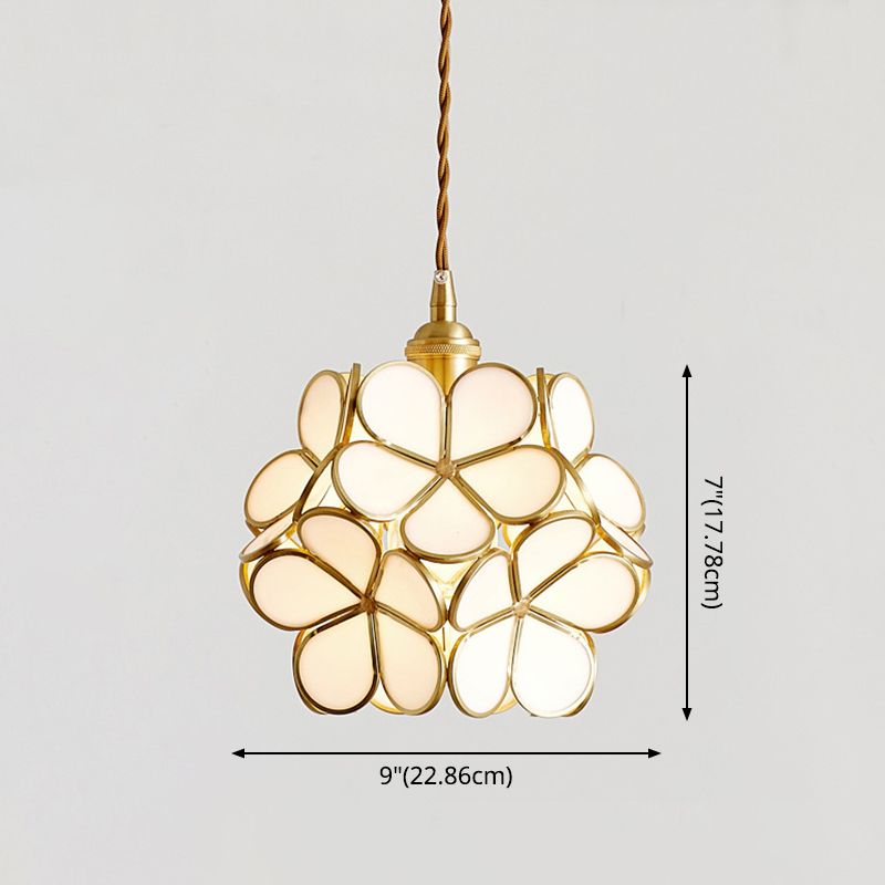 1 Light Flower Hanging Ceiling Light Nordic Style Metallic Down Lighting Pendant for Restaurant