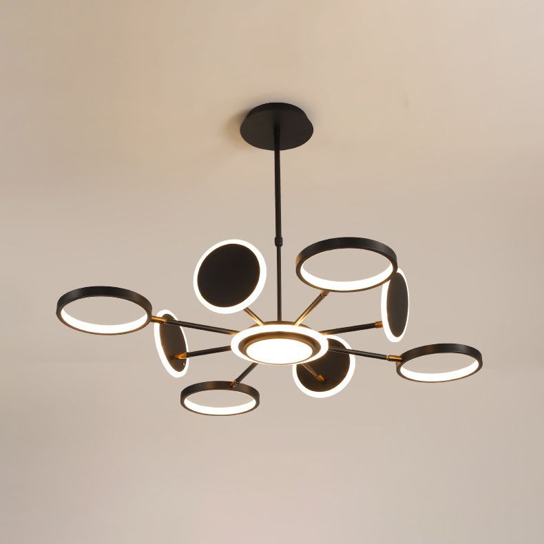 Modern Style Multi Lights Hanging Chandelier Lamp Metal Ring Pendant Lighting