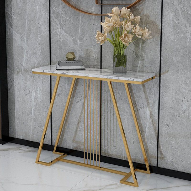 Modern Iron Console Sofa Table Rectangle Marble Console Accent Table for Hall