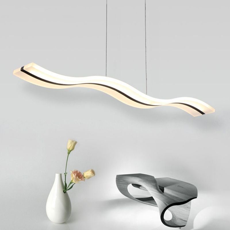39.3" Length Wave Shaped LED Island Light Nordic Simplicity Style Long Strip Acrylic Lighting Fixture for Kitchen Bar