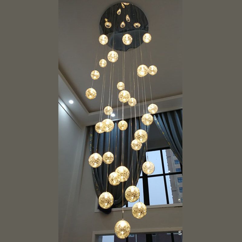 Globe Multi Light Pendant Mid-Century Modern Glass Hanging Pendant Lights for Duplex Stairs