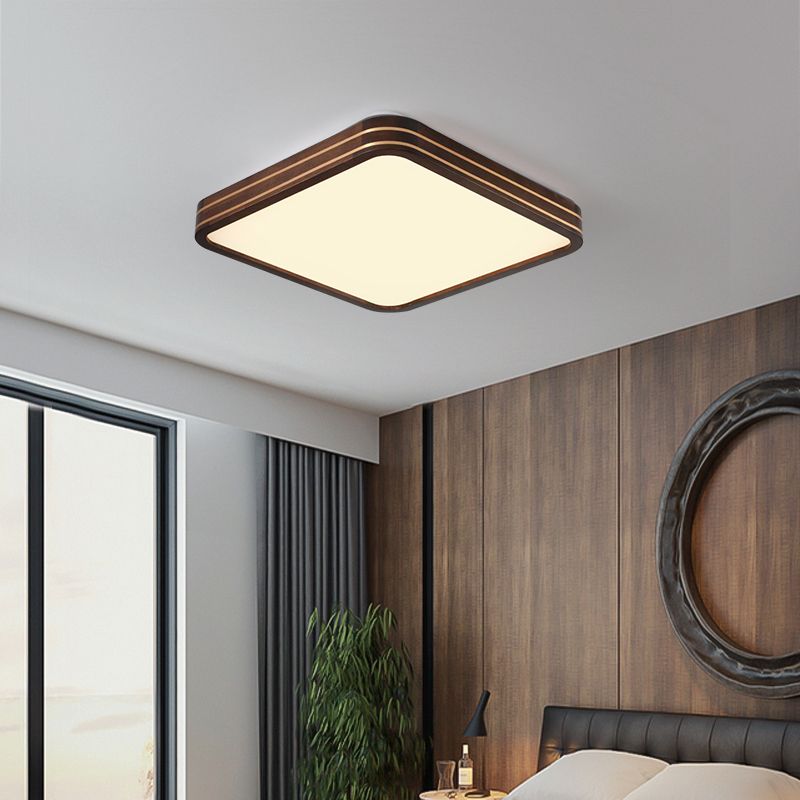 Geometry Shape Ceiling Lamp Modern Simple Style Wood 1 Light Flush Mount for Balcony Aisle