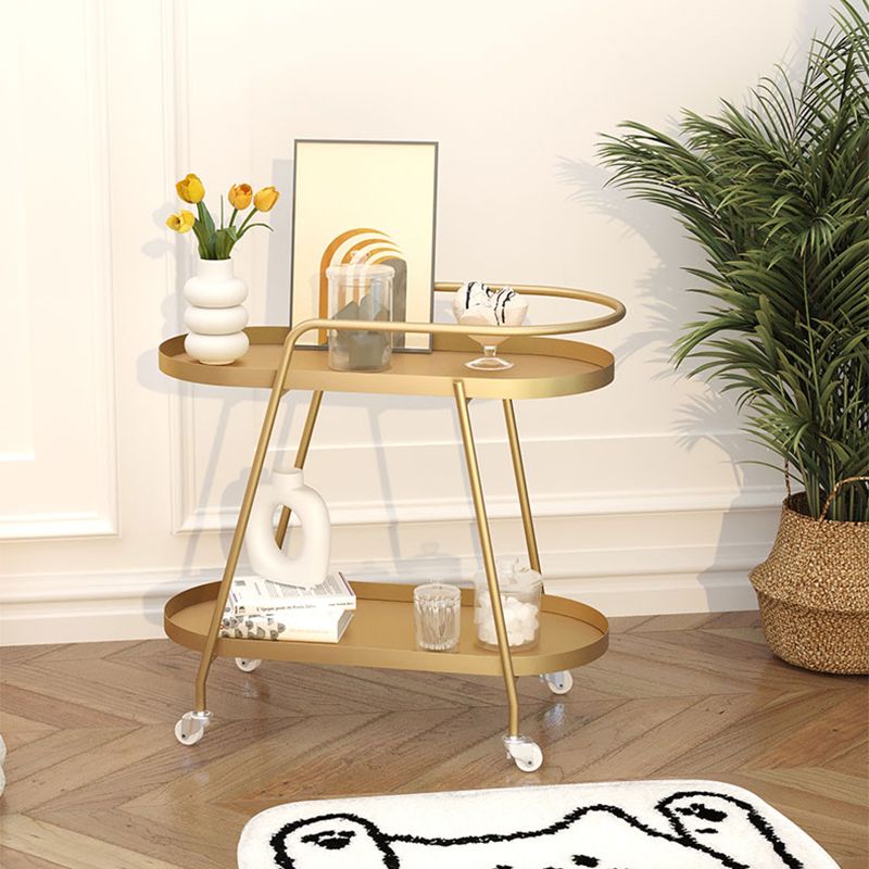 22.83" Tall Tray Top Side Table Metal Sofa Side Accent Table with Casters