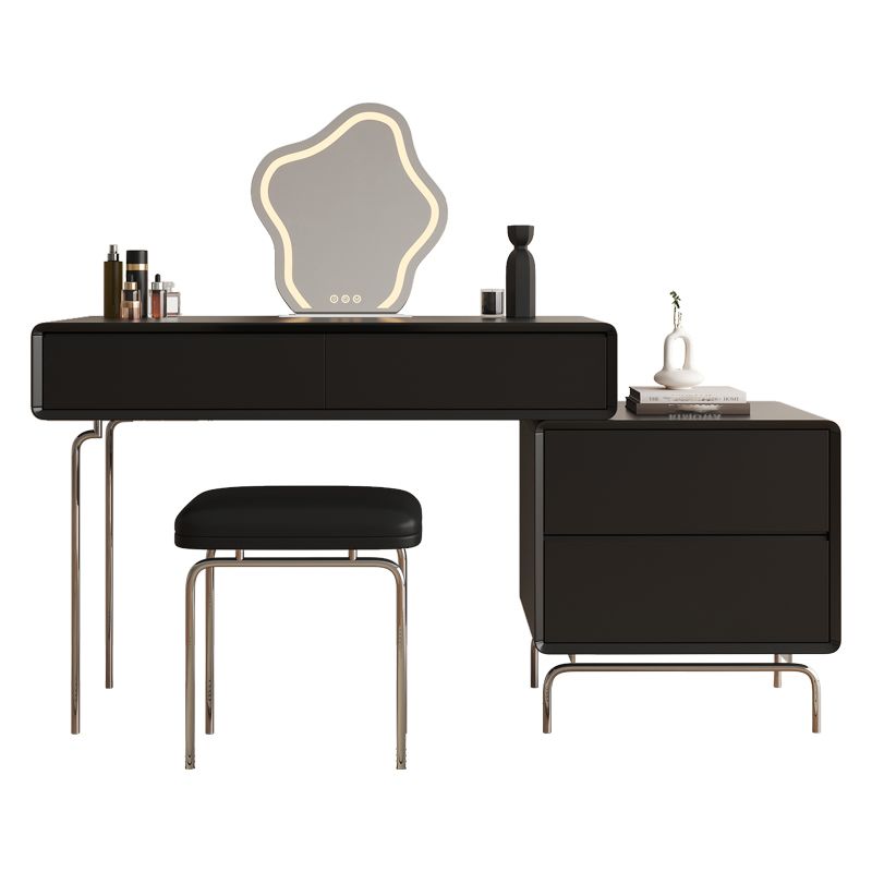 Wood Standing Makeup Vanity Set Lighted Mirror Makeup Vanity