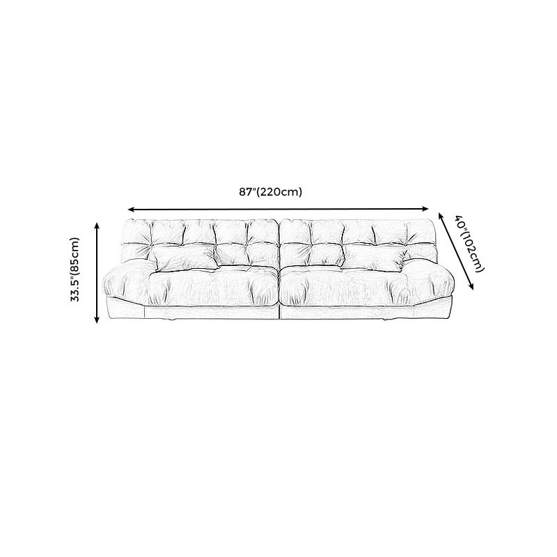 Brown Modern Armless Chesterfield Sofa with Bolster Pillows for Living Room, Apartment