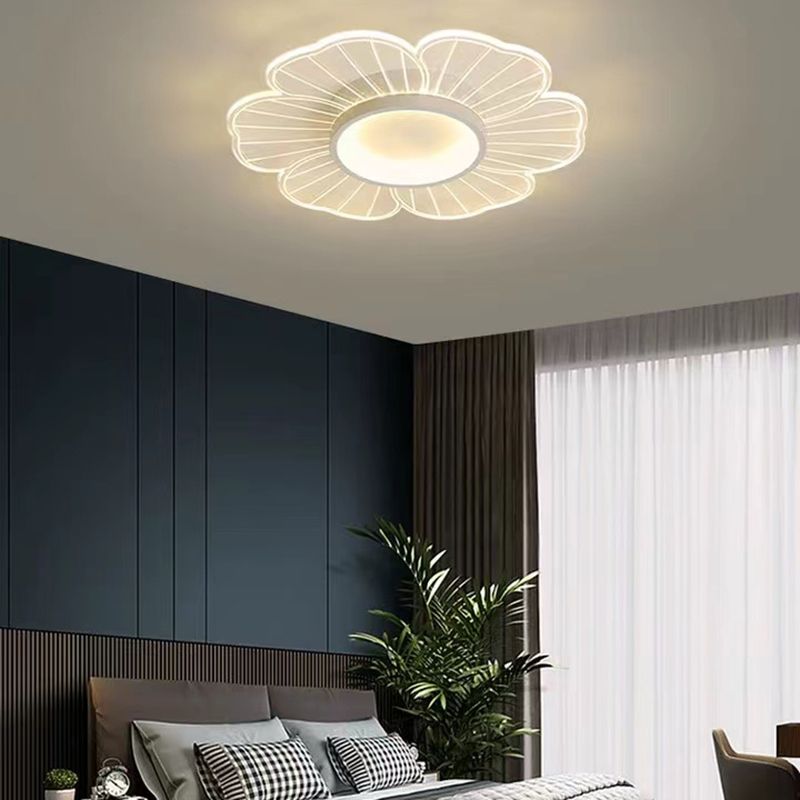 Flower Shape Flush Mount Modern Style Acrylic 1 Lights Led Flush Mount in White
