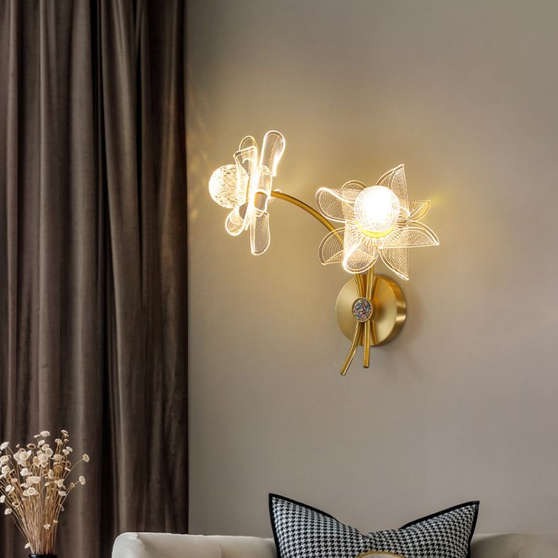 Acrylic Modern Wall Sconce Geometric Bronze Wall Mounted Light for Bedroom
