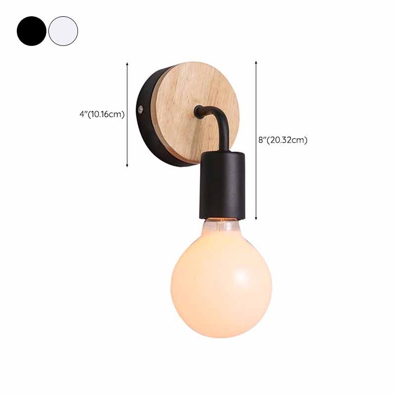 Modern Wood Wall Sconce Metal Cylinder Shape Vanity Light for Bathroom