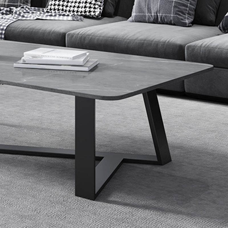 Cross Table Base Design Rectangular Slate Table Glam Style Coffee Table