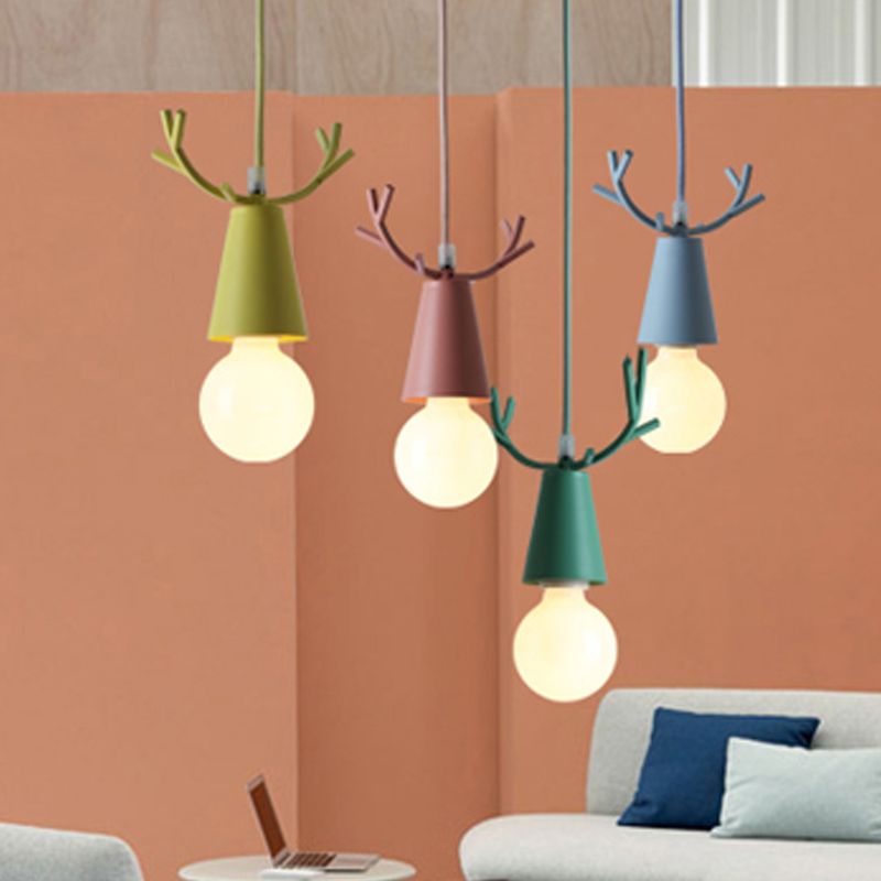 Antlers Metal Hanging Light Fixtures Modern Shop Pendant Light with 1 Light
