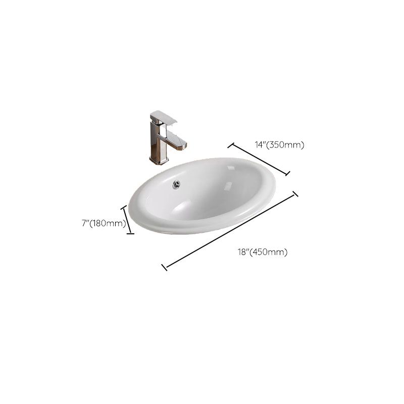 Contemporary Bathroom Sink with Pop-Up Drain Porcelain Oval-Shape Undermount Bathroom Sink