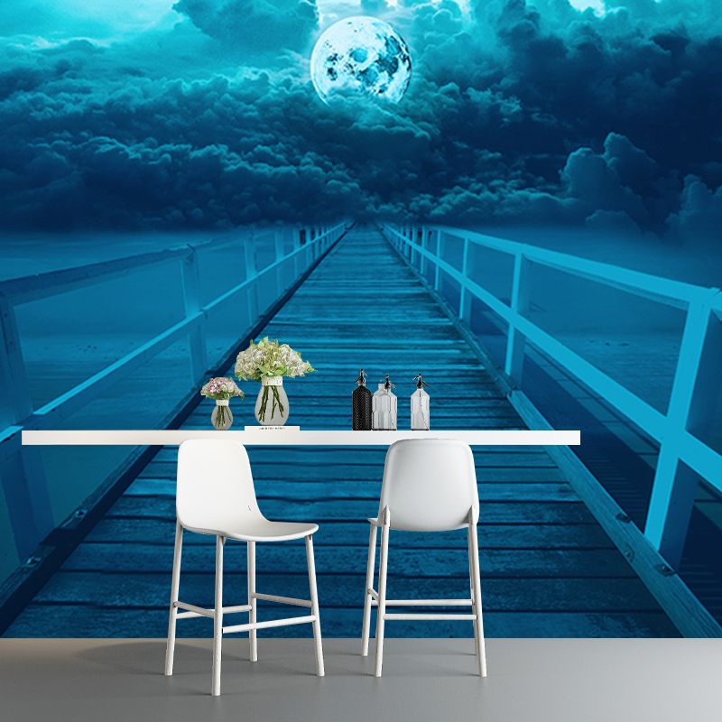 Wooden Bridge Washable Stain Resistant Wall Mural Wallpaper Sitting Room Wall Mural