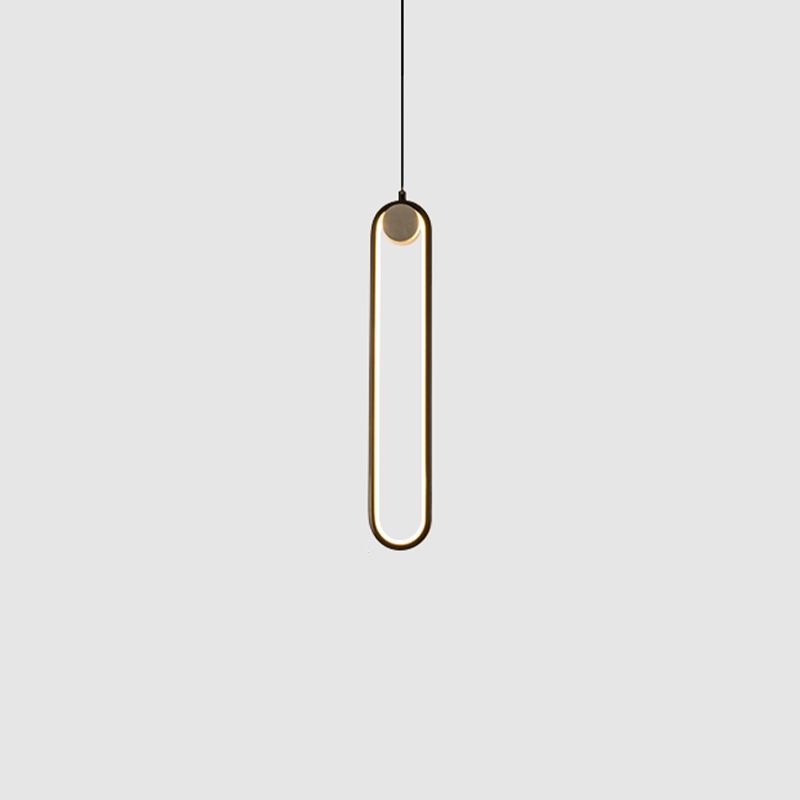 Linear Shape Metal Pendant Light Modern Style 1-Light Hanging Lamp