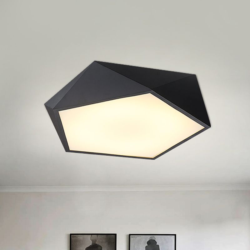 Modernist 3D Pentagon Flushmount Acrylic Bedroom 16.5/20.5/24.5 Inches Wide LED Ceiling Flush Light Fixture in Black, Warm/White Light