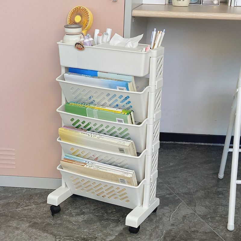 Modern & Contemporary Shelf Bookcase Plastic/Acrylic Bookshelf with Caster