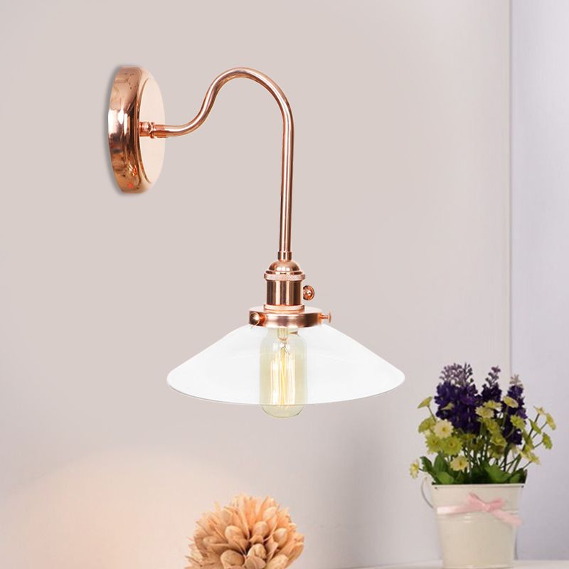 Kupfersaucer/überbackene Schatbenleuchte Vintage Weiß/klares Glas 1 Leichte Innenwandlampe