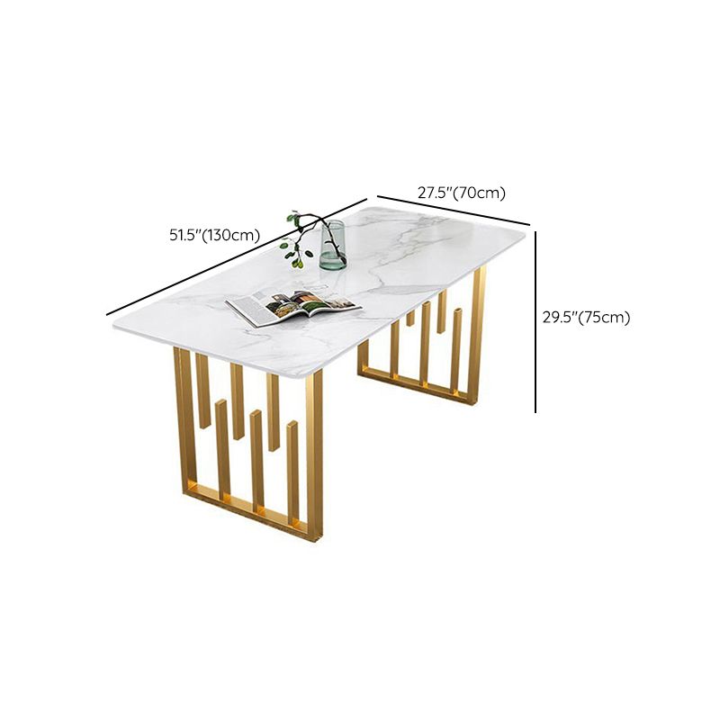 Rectangle Golden Base Dining Table Glam Stone Table for Kitchen