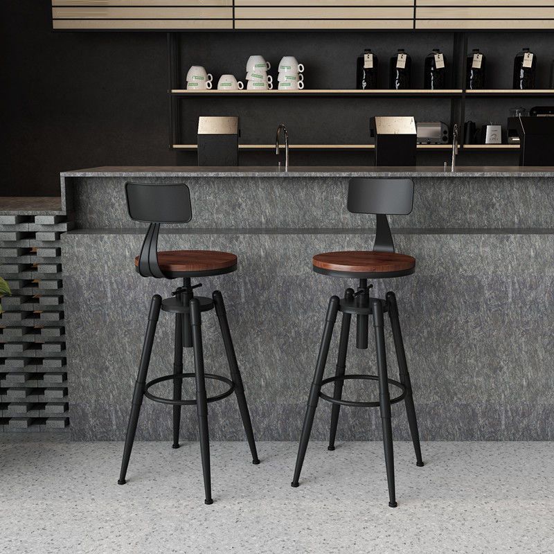 Rotating Barstool Industrial Style 4 Legs Bar Stool for Dining Room
