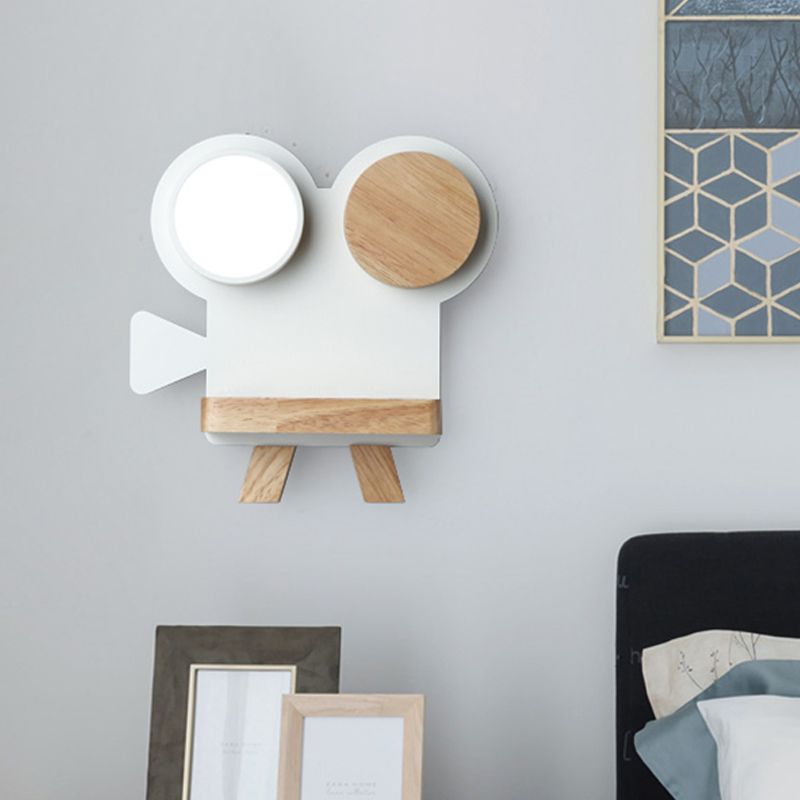 Lampe de prise de vue de la caméra lampe nordique gris fer gris / white-wood linge sconce mural avec fonction de rack