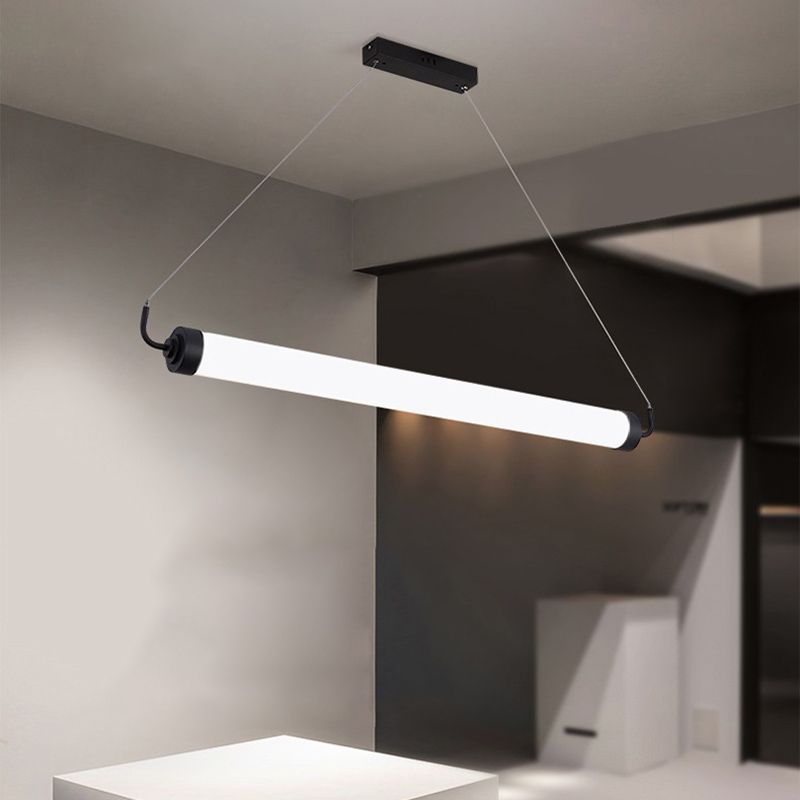 Simple Linear LED Island Lighting Fixture Modern Hanging Light for Dining Room