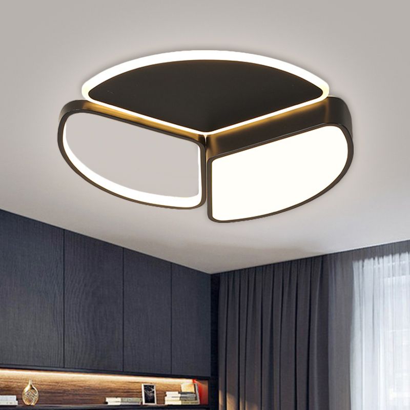 Geometric Flush Ceiling Light Modern Metal LED Black Flush Mount Lighting in Warm/White Light