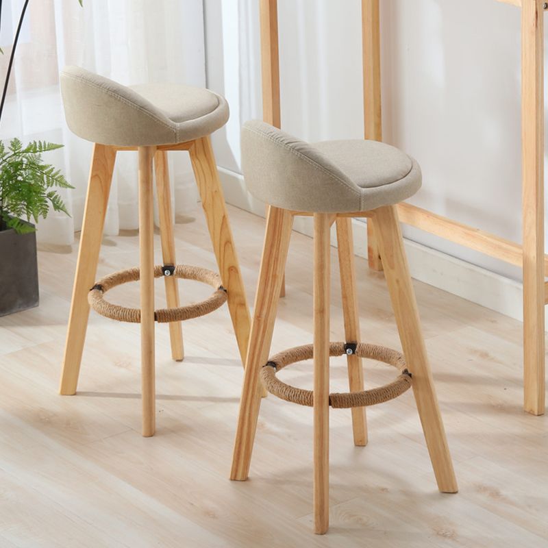 Contemporary Wood Stool Fabric Cushion in Matte Finish for Indoor