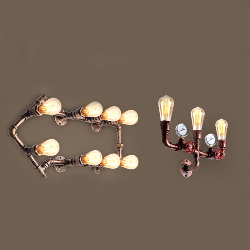 Industrial Loft Vintage Conduit Wall Light Sconces Wrought Iron Wall Mounted Light for Bar