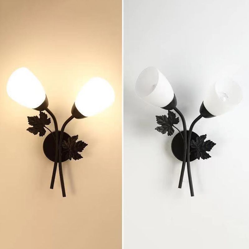 Conical Glass Wall Light Sconce Minimalist Style Sconce Light Fixture for Bedroom