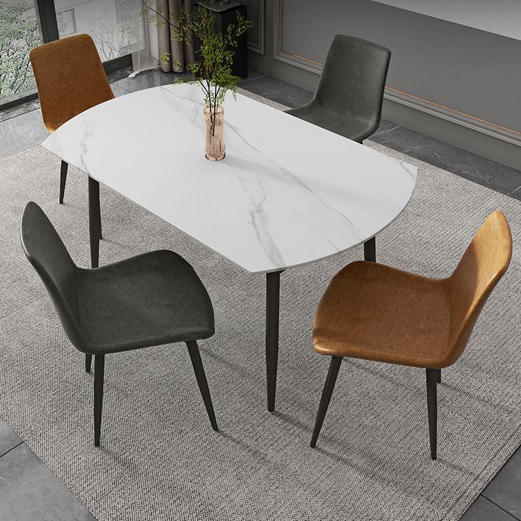 Modern Style Round 4 Legs Table Stone Dining Room Home Furniture with Drop-Leaf