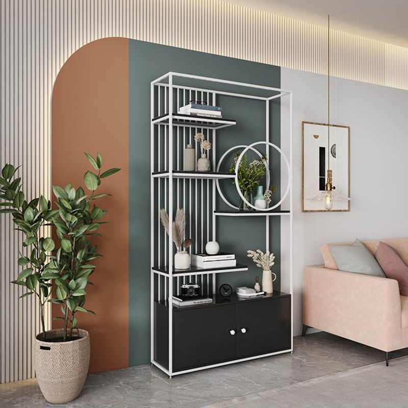 11.8" W Modern Metal Bookcase with Rectangular Shelves Etagere Bookshelf