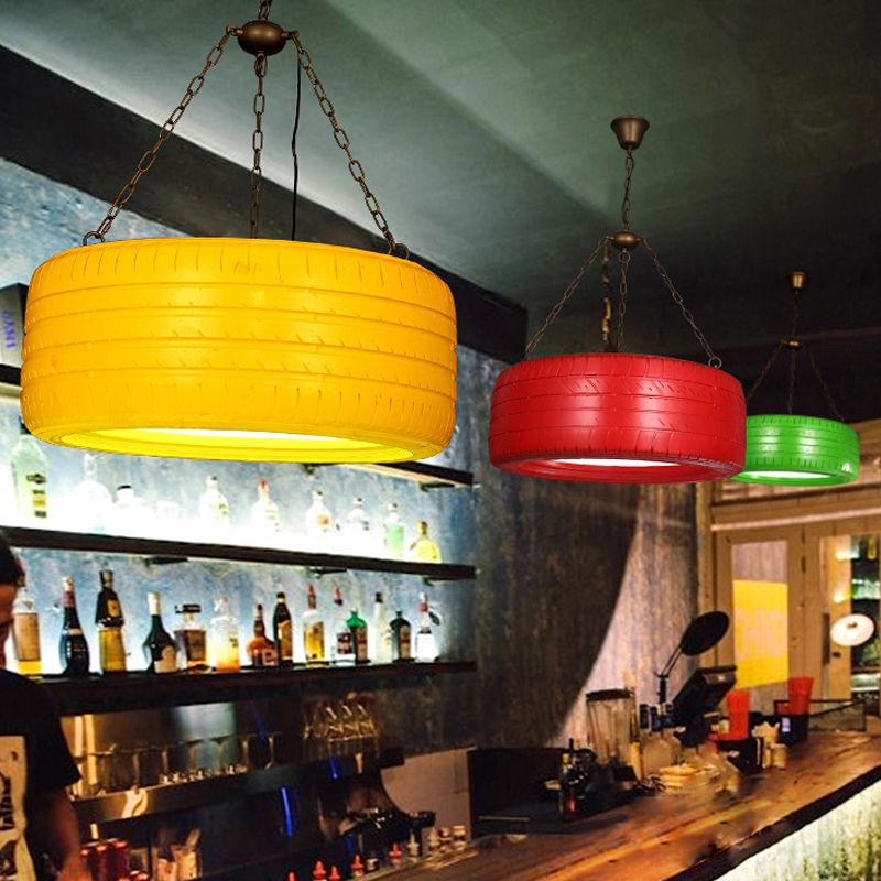 Creative Industrial Hanging Light Car Tire Rubber Chandelier with Hanging Chain for Bar
