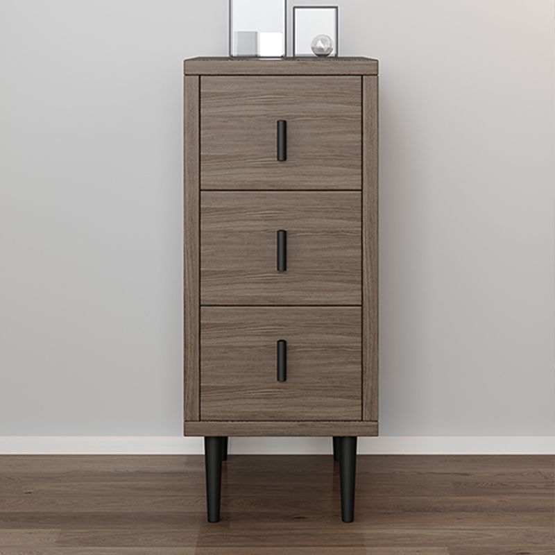 Contemporary Vertical Chest Bedroom Storage Chest in Brown with Drawers