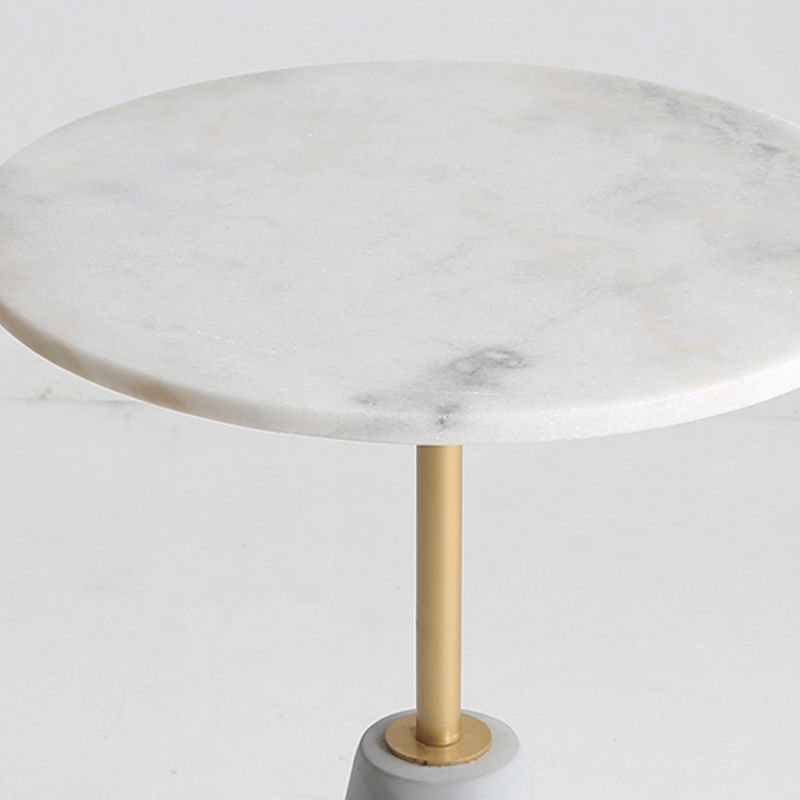 Pedestal Antique Finish End Table, Glossy Contemporary Side Table