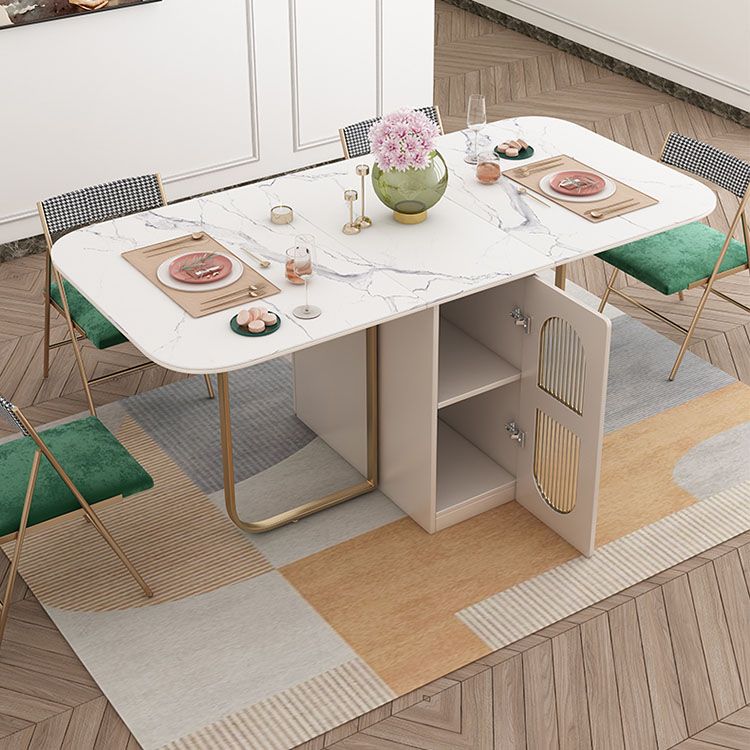 Modern Dining Set 1/3/5 Pcs Folding Table with Dining Upholstered Chairs