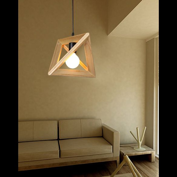 Asiatischer Stil zeitgenössischer Anhänger leichter hölzerne Stativ Kronleuchter Eisenlampenkörper für Schlafzimmer