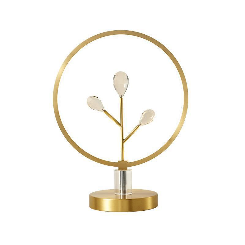 Éclairage de table à LED de lit de chevet Crystal de la lampe de nuit en laitage en laiton avec cerceau