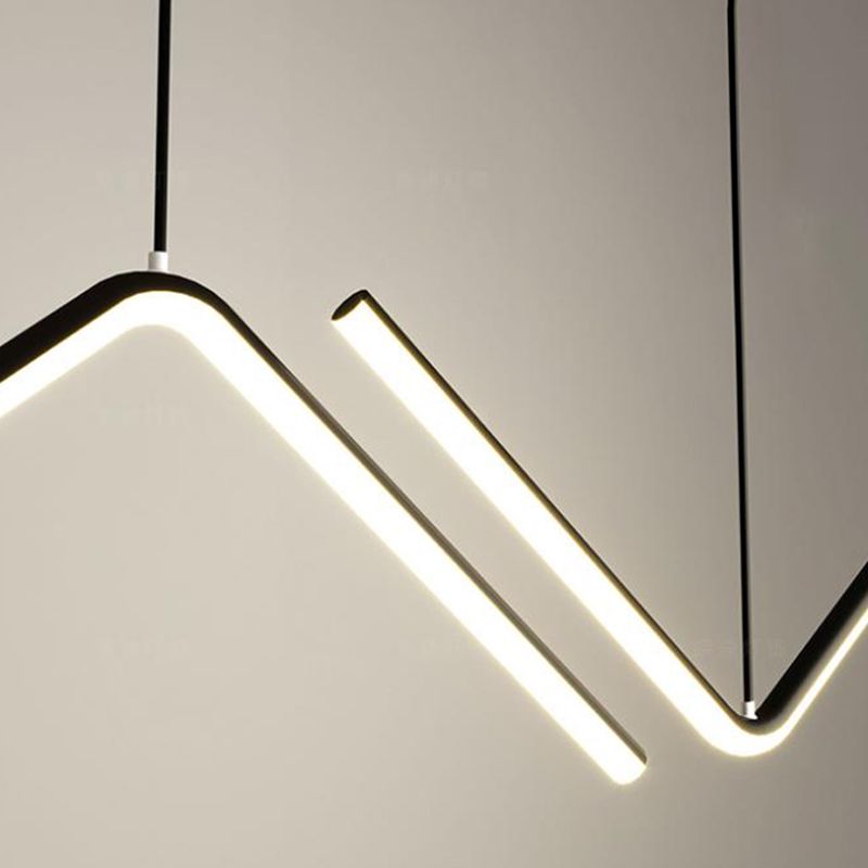Contemporary Island Light Linear Metal 2 Light Island Lights en negro
