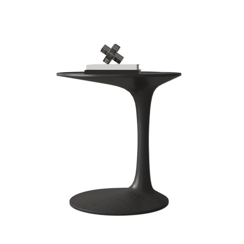 Contemporary C Side Table Slate/Metal Top Oval End Table for Living Room
