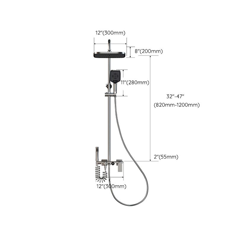 Contemporary Gray Wall Mounted Shower System with Slide Bar Included