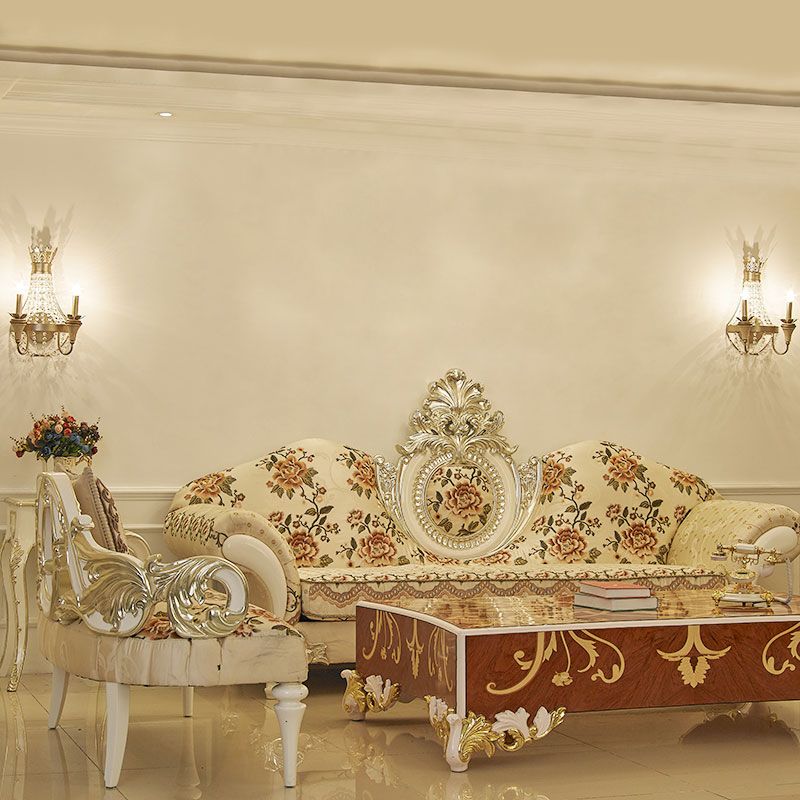 2 lichten Empire Wall Light Vintage Style Metalen wandlamp met heldere kristallen kraal in champagne -afwerking