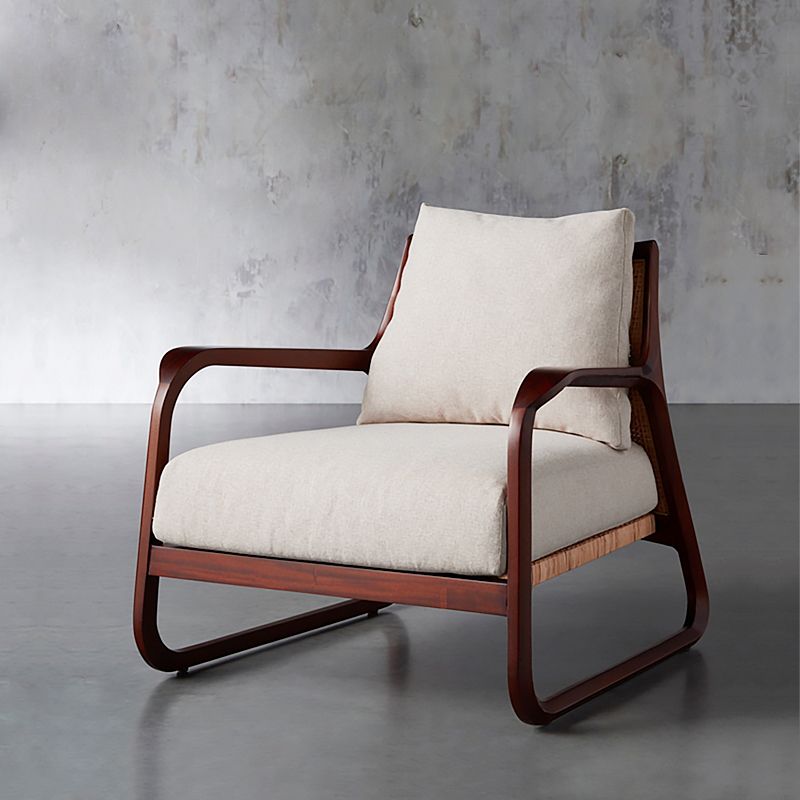 Mid-Century Modern Accent Armchair Square Arms Arm Chair for Living Room