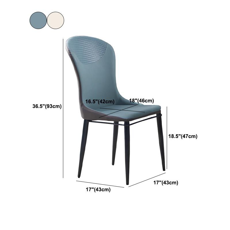 Beige and Blue Dining Chairs Contemporary Armless Dining Side Chair